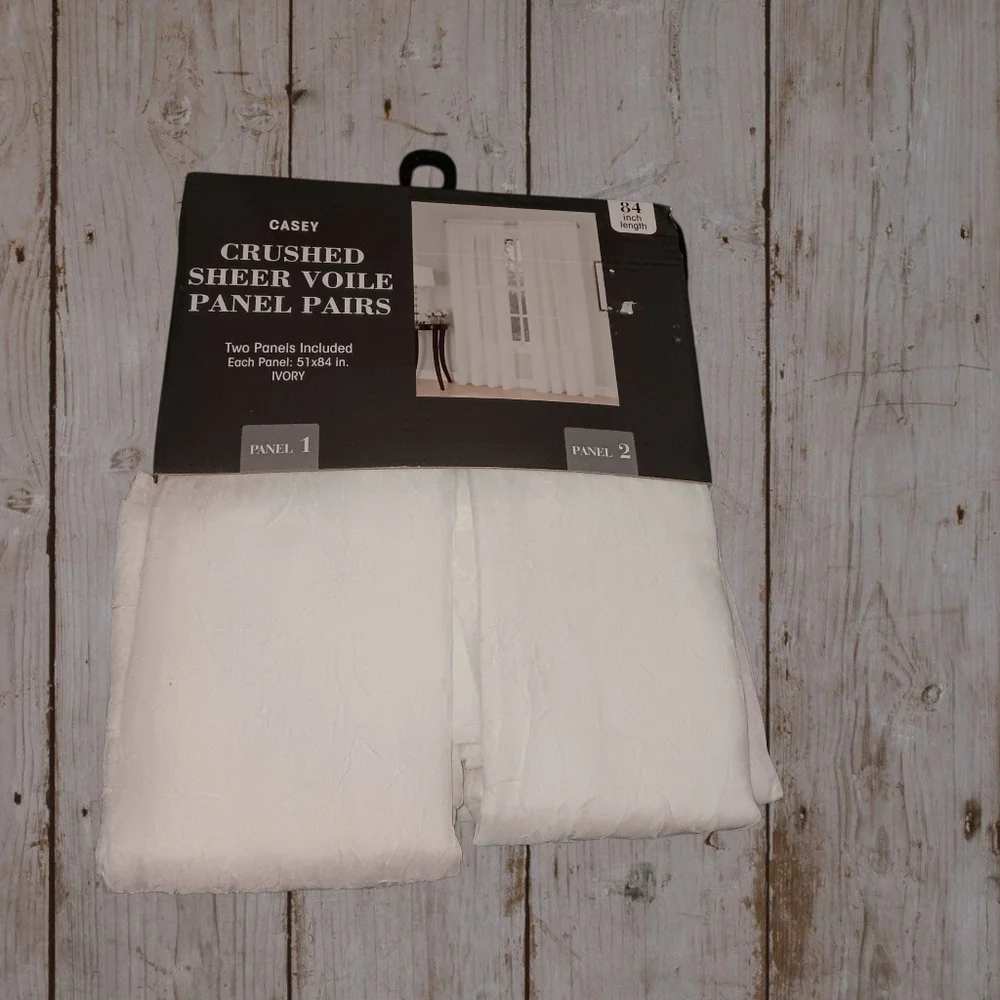 Ivory Crushed Sheer Voile Panel Pairs (2) 51x84 By Casey